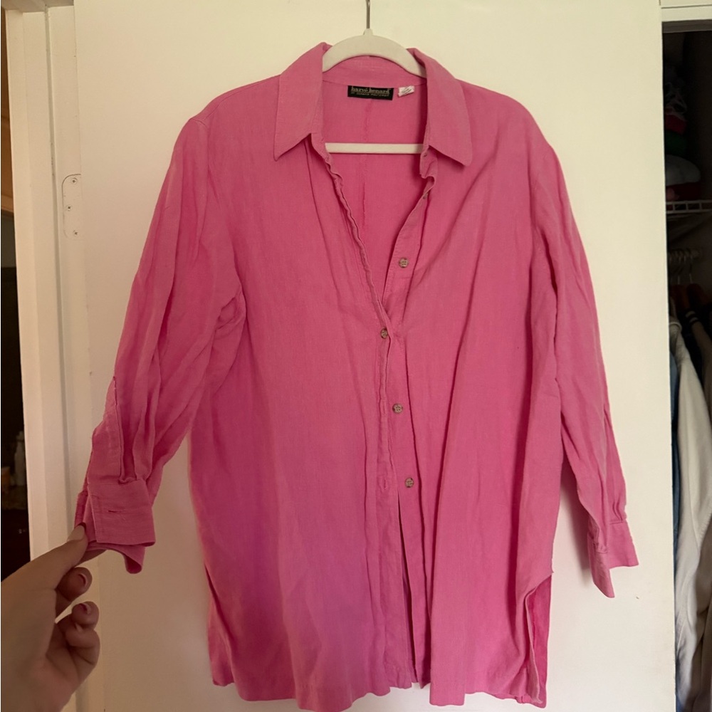 Pink linen button down - Picture 3 of 4